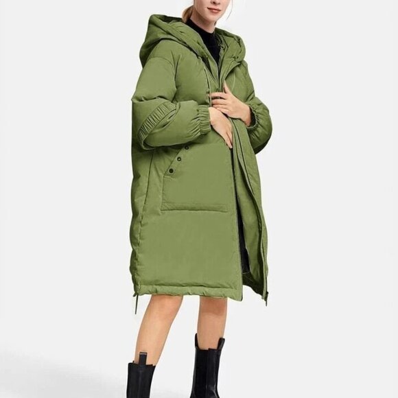 Nap Loungewear Oversized Down Puffer Coat | Green | Size Small - Picture 4 of 11